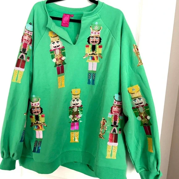 QUEEN OF SPARKLES Green Nutcracker Sweater - Picture 4 of 4